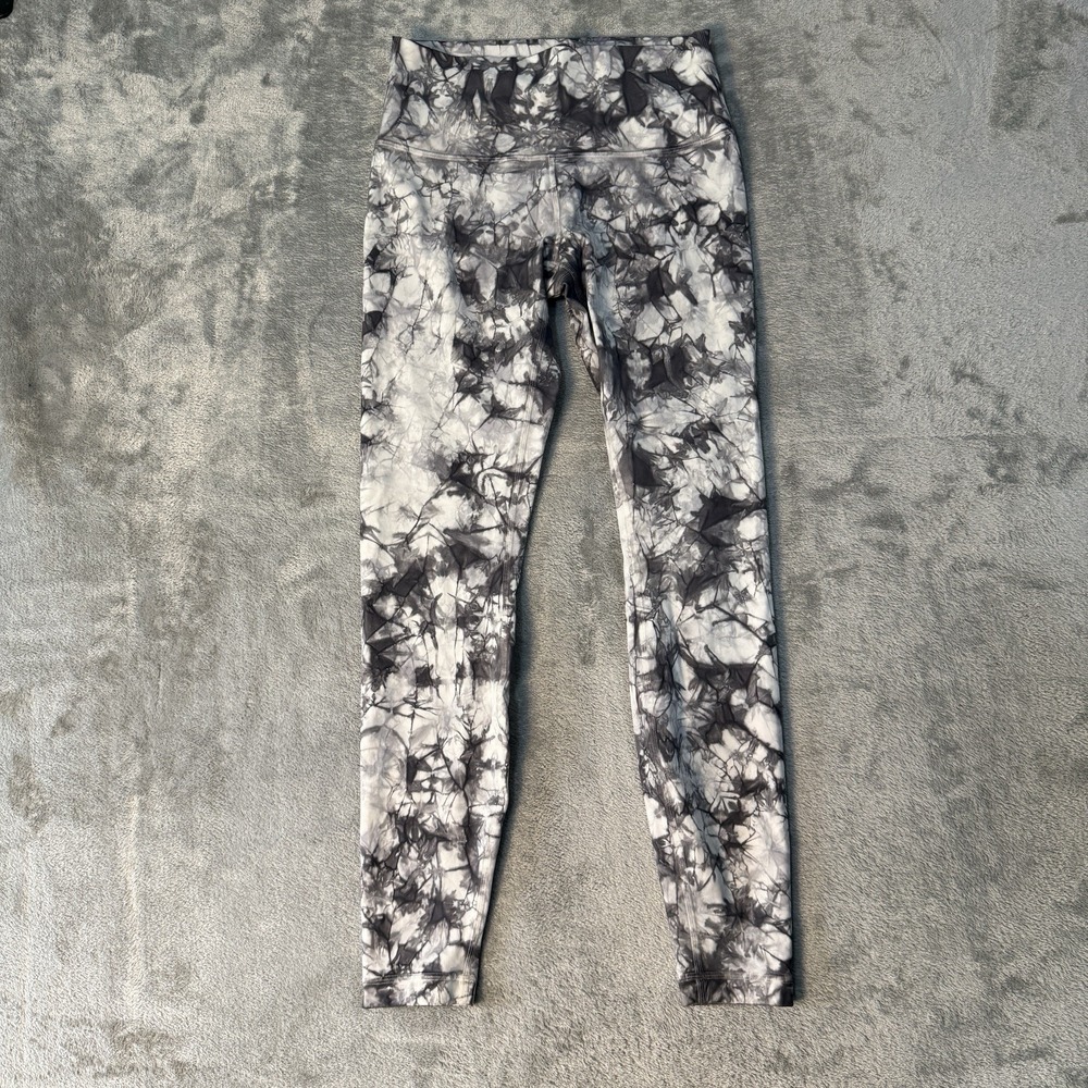 Lululemon Align Leggings Womens Size 8 High Rise Black White Tie Dye Yoga Pants
